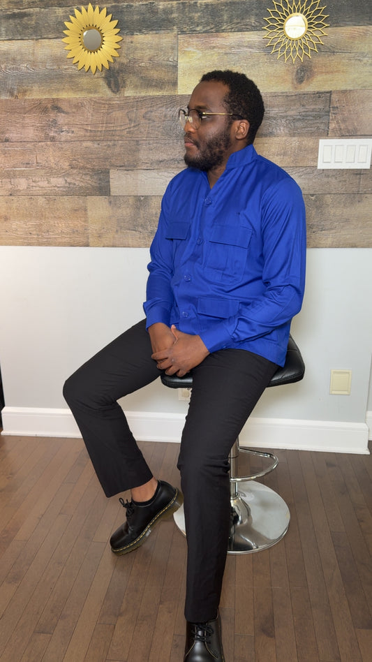 Chemise Homme Lemah – Tissu Premium | Élégance Africaine Moderne | Tenue Luxe Homme - Bleu