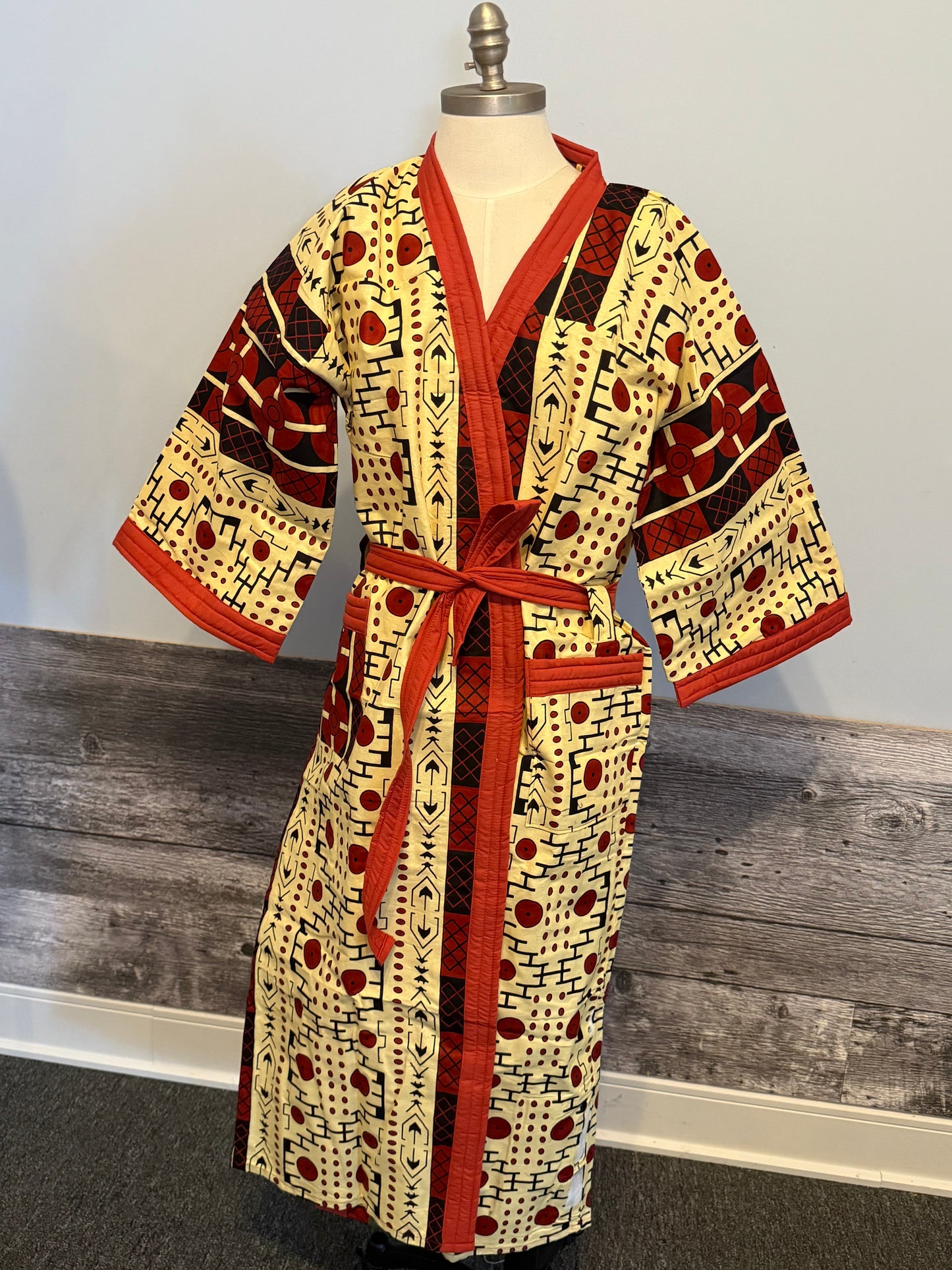 Peignoir Homme & Femme - Lemah - Jaune & Rouge - Pantoufles