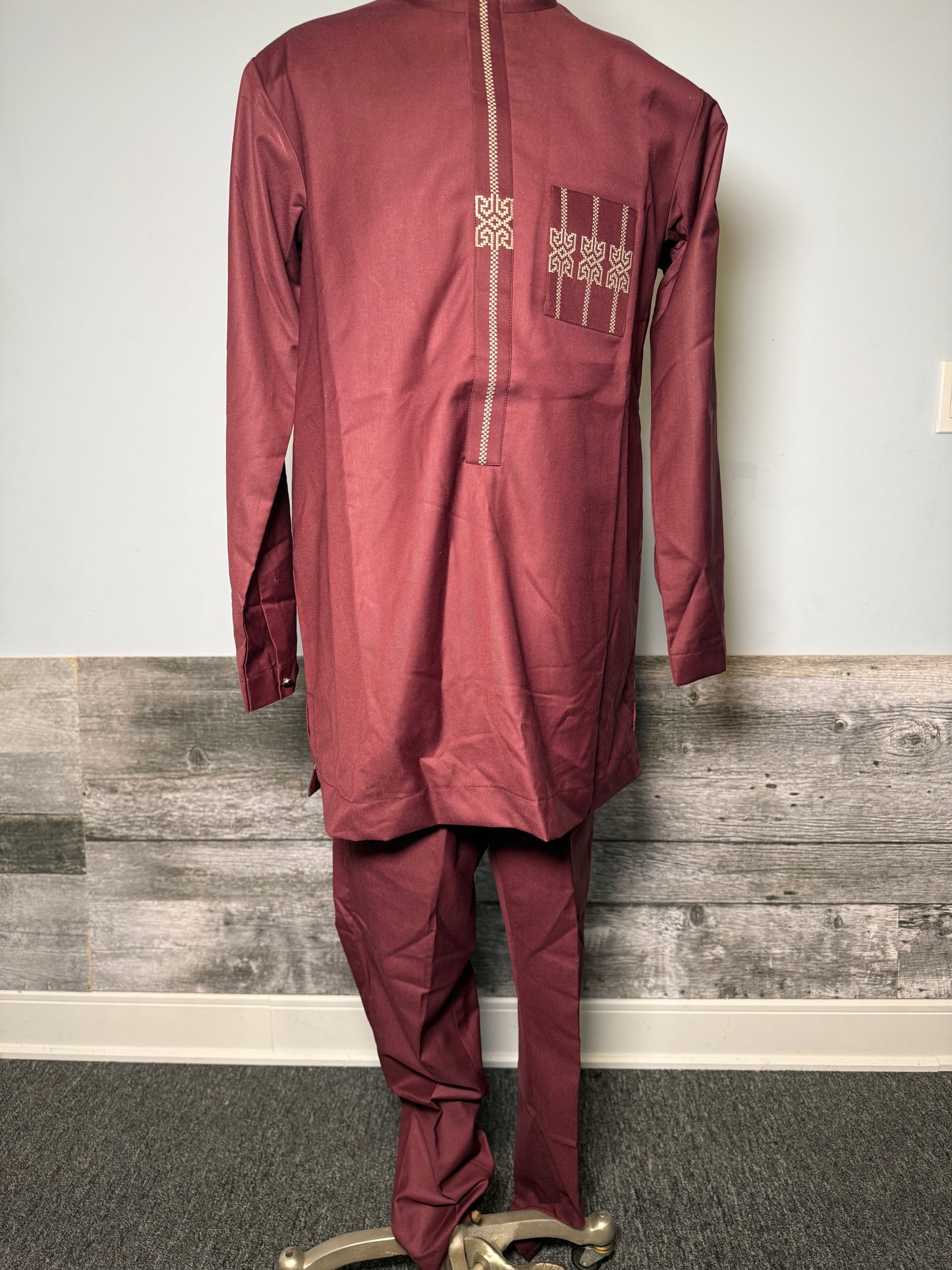 Ensemble 2 Pièces Homme Africain – Élégance Moderne | Bordeau | Taille 43| Lemah