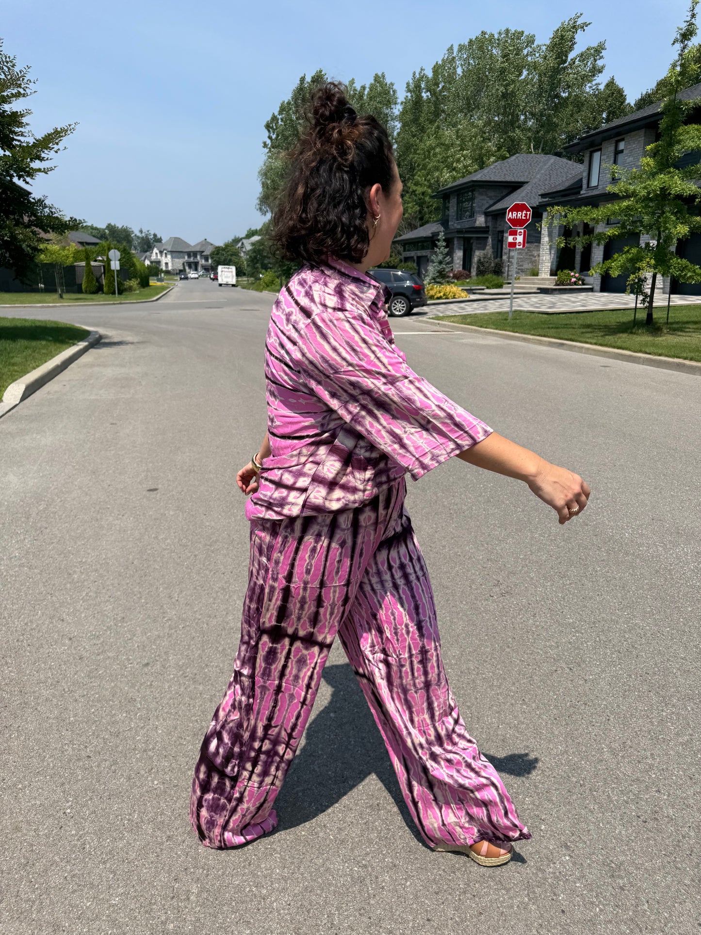 KIT- Chemise courte manche & Pantalon Rosé