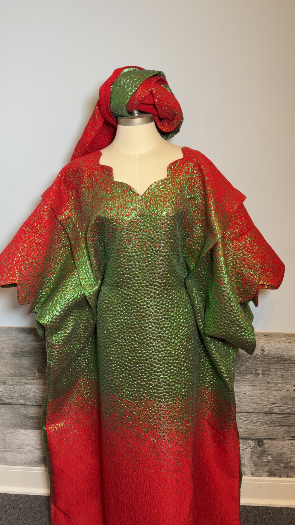 ZURI - BOUBOU BROCADE - VERT & ROUGE