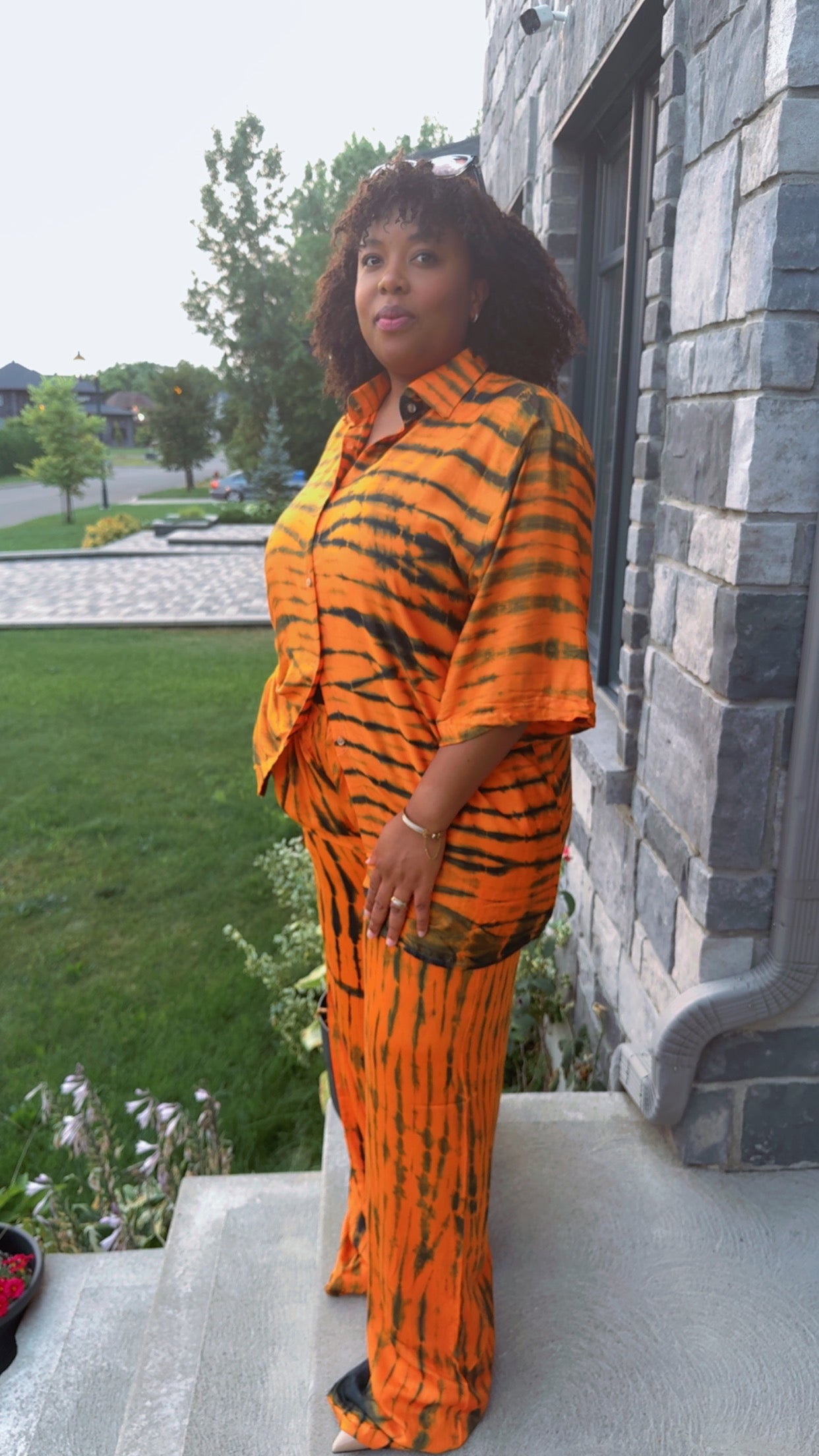 XL - XXL - Chemise & Pantalon - Orange & Noir
