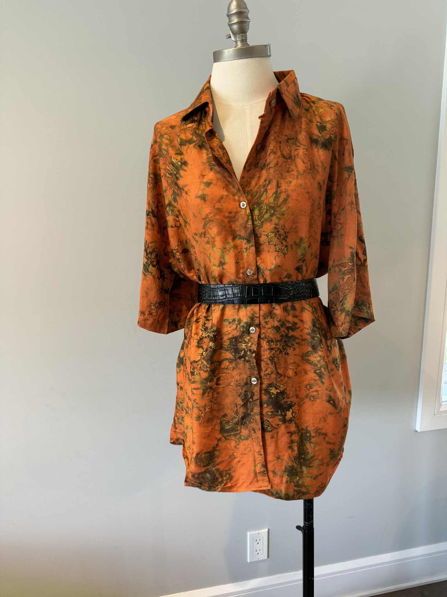 KIT - Chemise courte manche & Pantalon Orange Cuivré - Brun vert