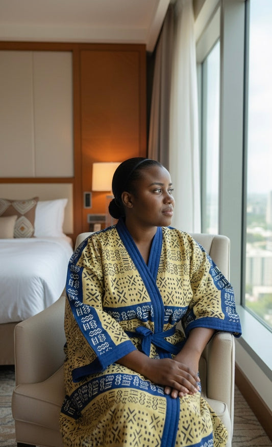 Peignoir Unisexe Lemah - Jaune & Bleu - Peignoir & Pantoufles