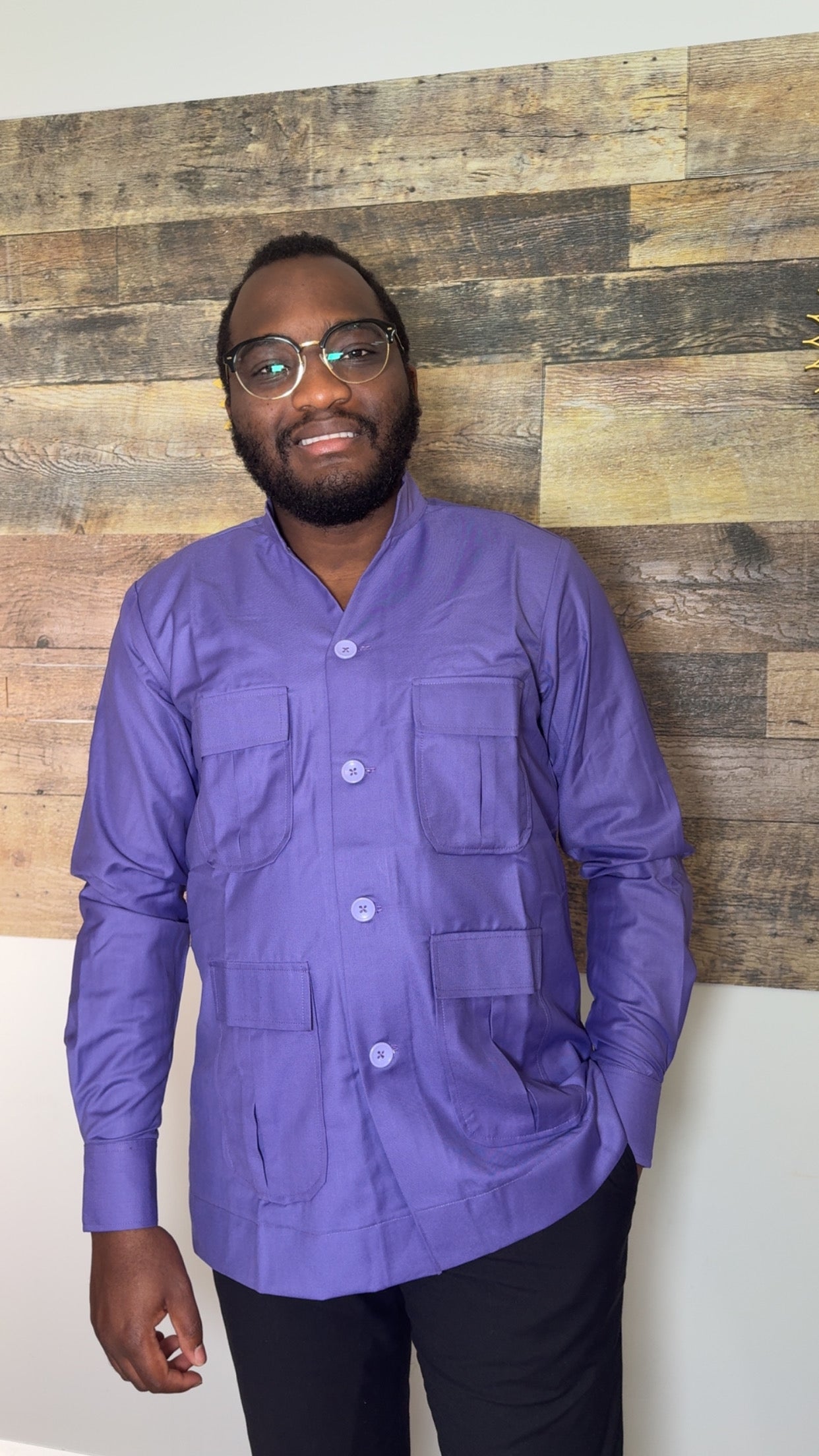 Chemise Homme Lemah – Tissu Premium | Élégance Africaine Moderne | Tenue Luxe Homme| Violette