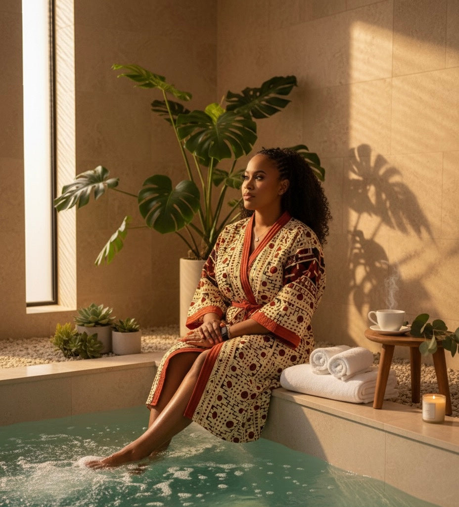 Peignoir Homme & Femme - Lemah - Jaune & Rouge - Pantoufles