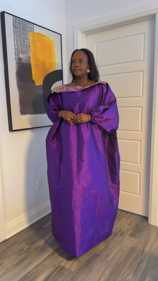 ANGELA - Luxury Chantoum Brocade Boubou Violet
