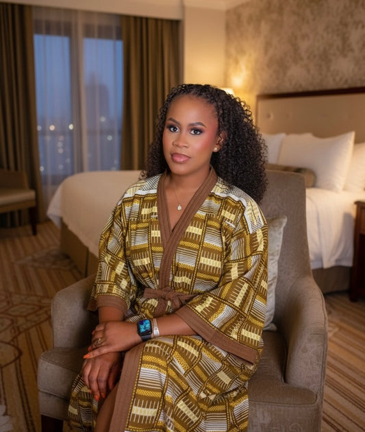 Peignoir - Pantoufles mixte Marron & Beige Lemah – Unisexe, élégant et confortable