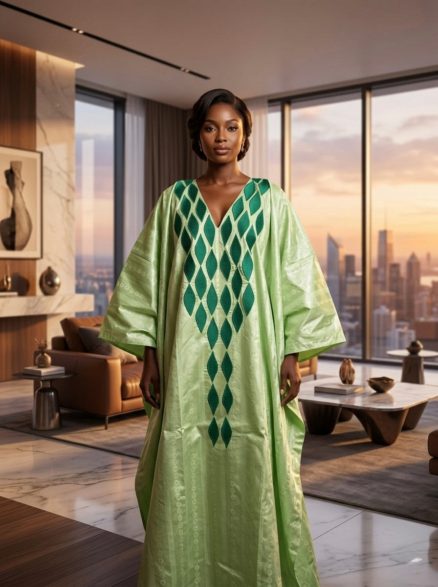 Boubou AMAYA Vert en Bazin– 3 Pièces Afro Élégance|Canada | LEMAH