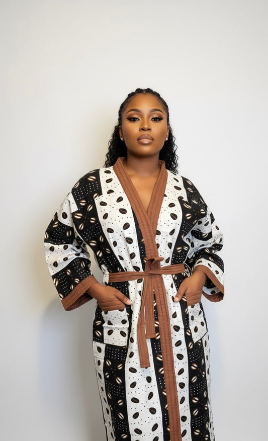 Peignoir mixte Lemah – Marron & Noir (Peignoir & Pantoufles)