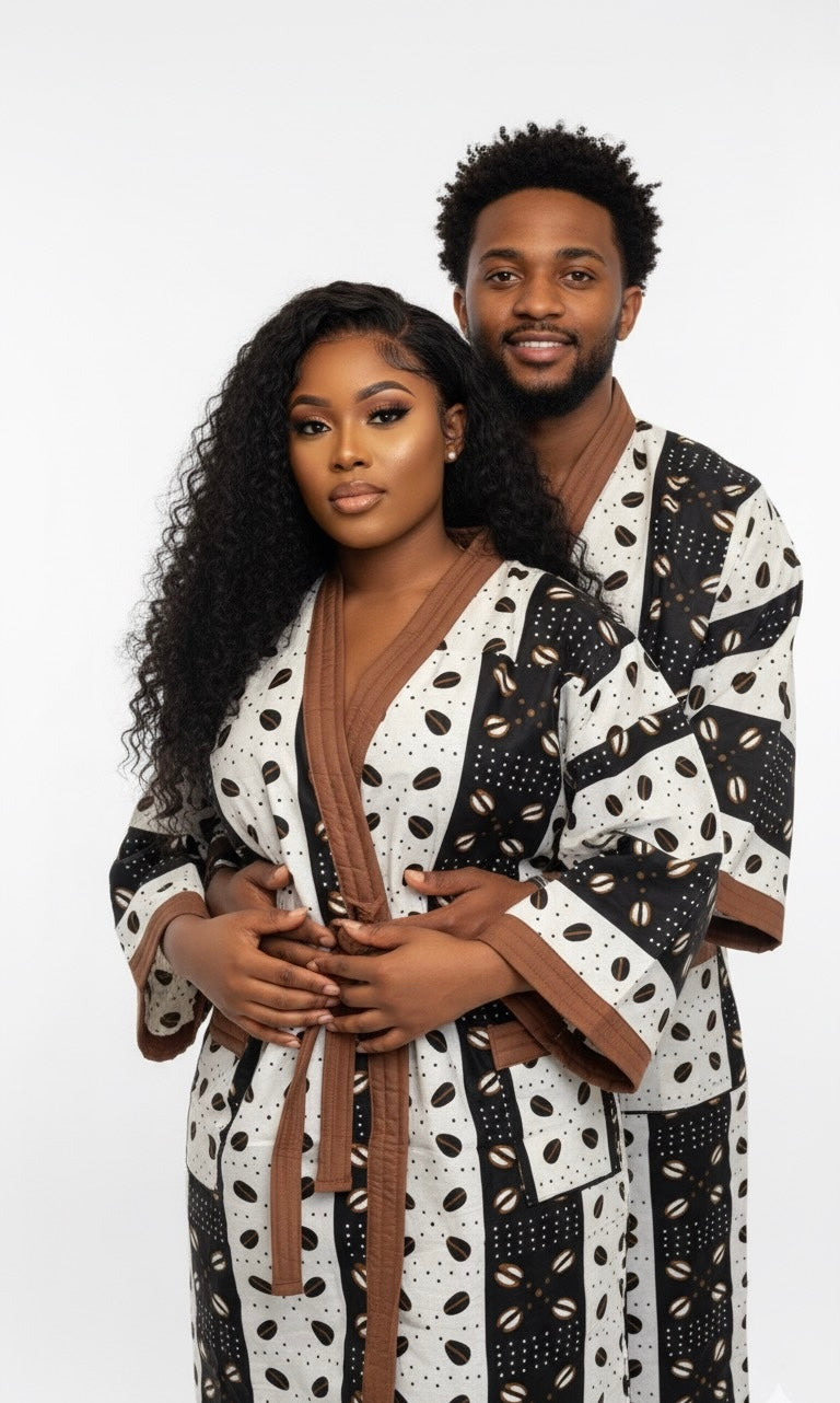 Peignoir mixte Lemah – Marron & Noir (Peignoir & Pantoufles)