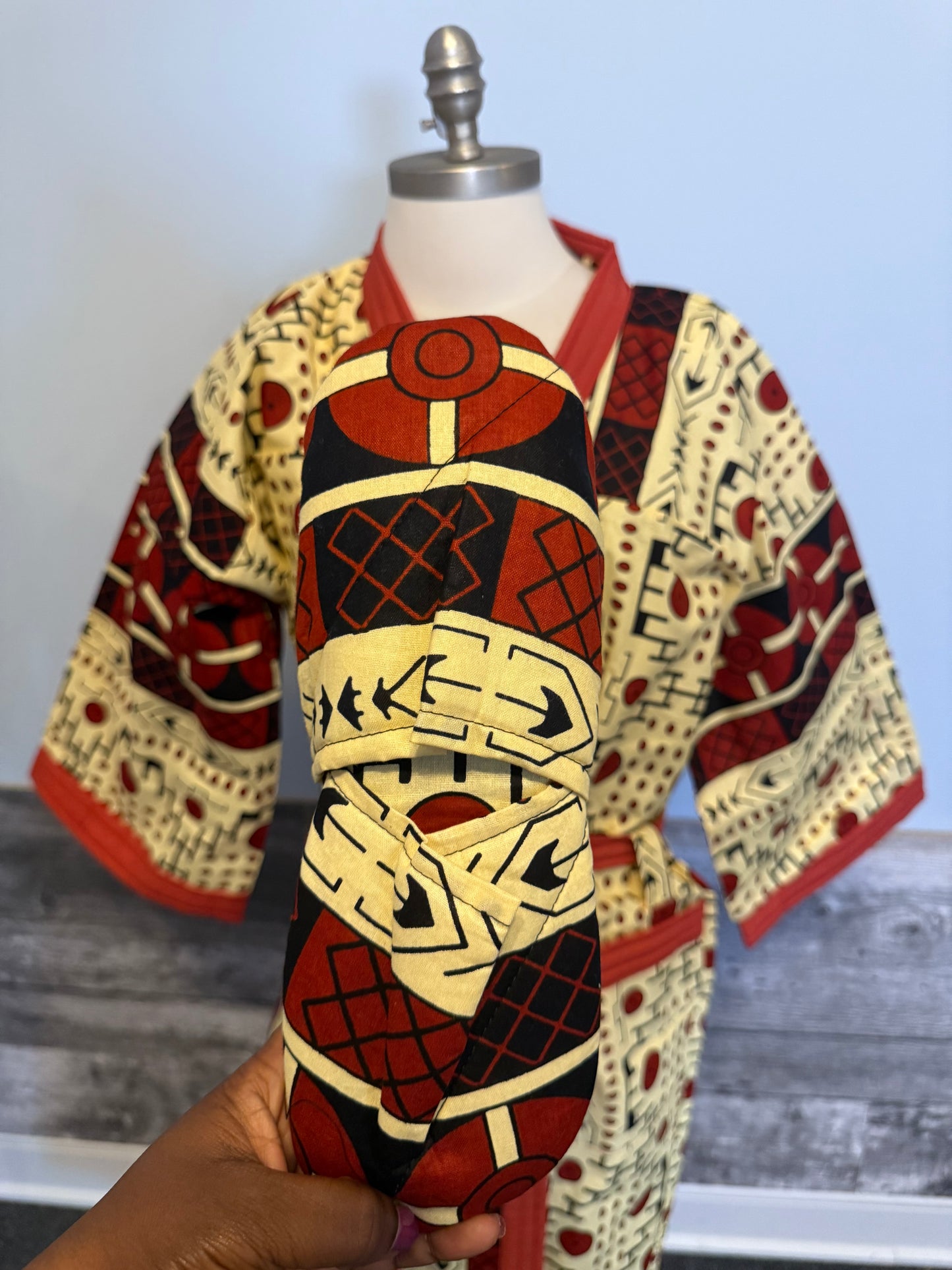 Peignoir Homme & Femme - Lemah - Jaune & Rouge - Pantoufles