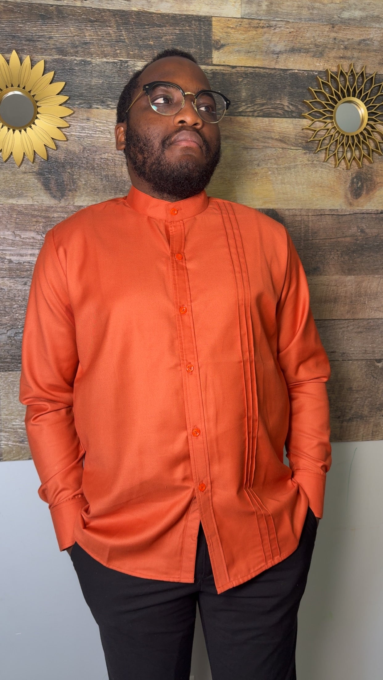 Lemah Men's Shirt – Premium Fabric | Modern African Elegance | Luxury Men's Outfit | Orange