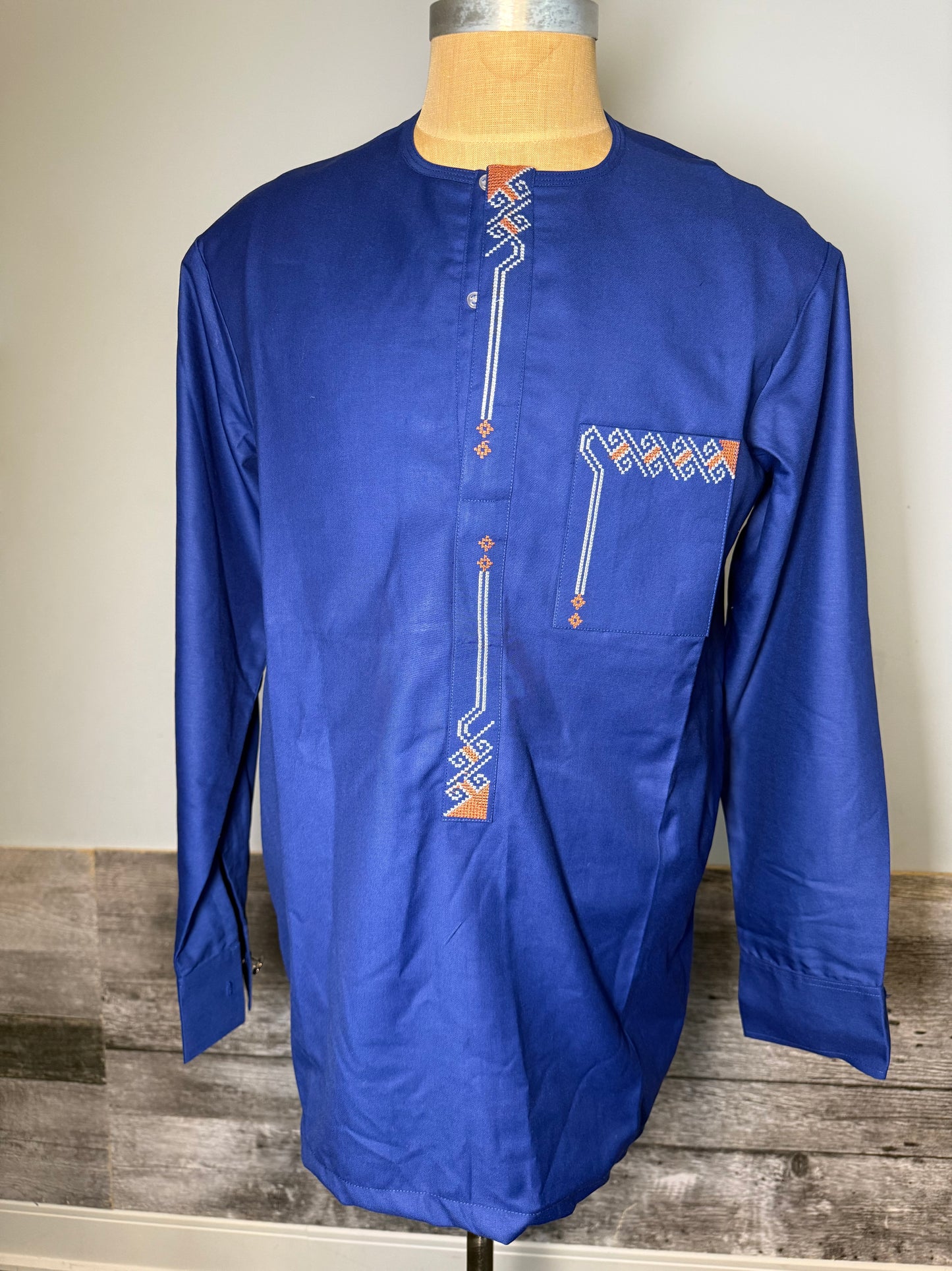Ensemble 2 Pièces Homme Africain – Élégance Moderne | Bleu | Taille 43 |Lemah