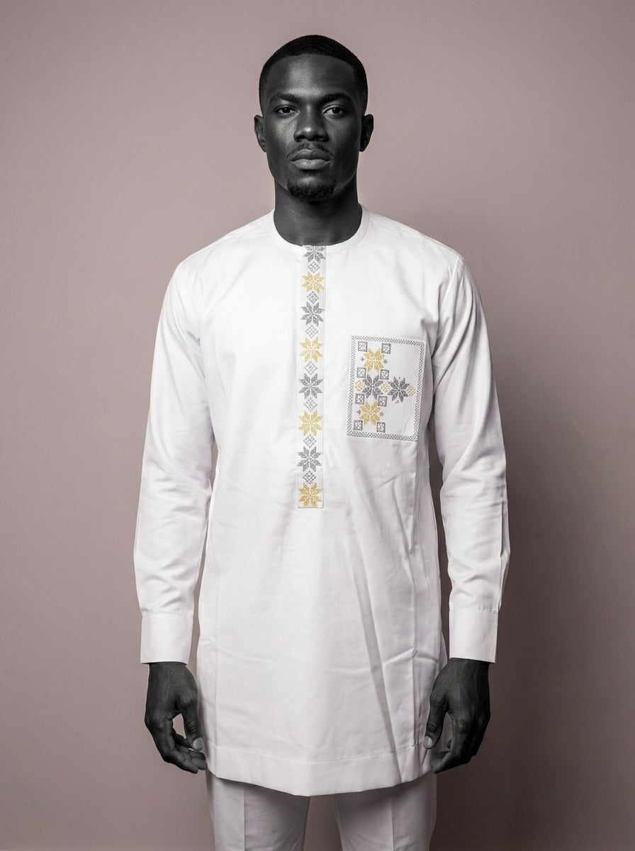 Chemise + Pantalon| Homme | Taille 43- Mode africaine| Blanc | Lemah Canada