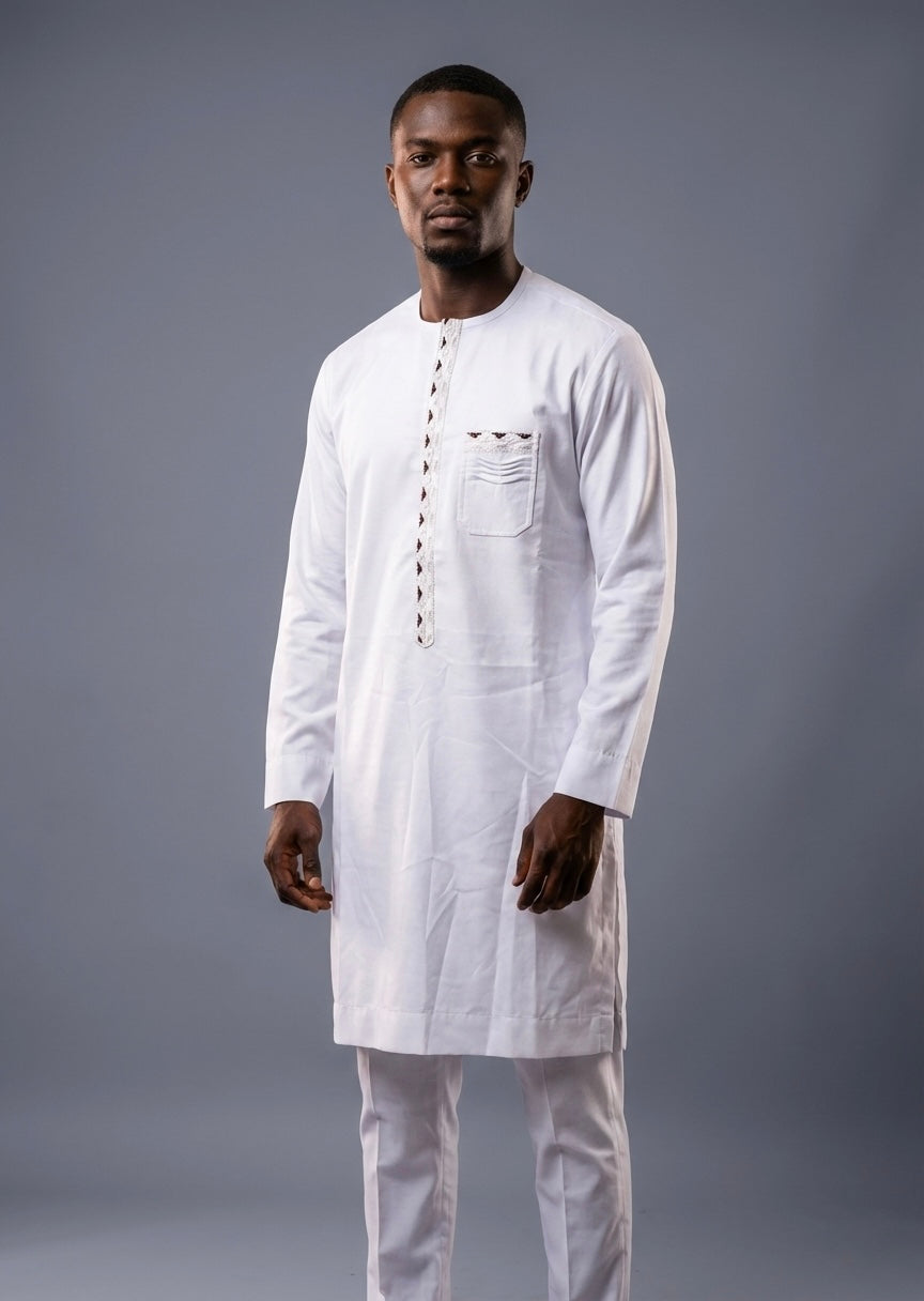 Chemise + Pantalon| Homme | Taille 43- Mode africaine| Blanc| Lemah Canada