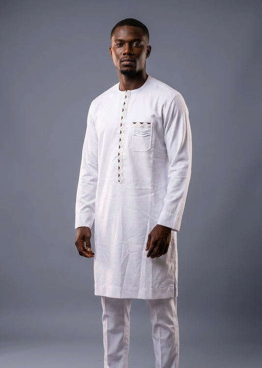 Chemise + Pantalon| Homme | Taille 43- Mode africaine| Blanc| Lemah Canada