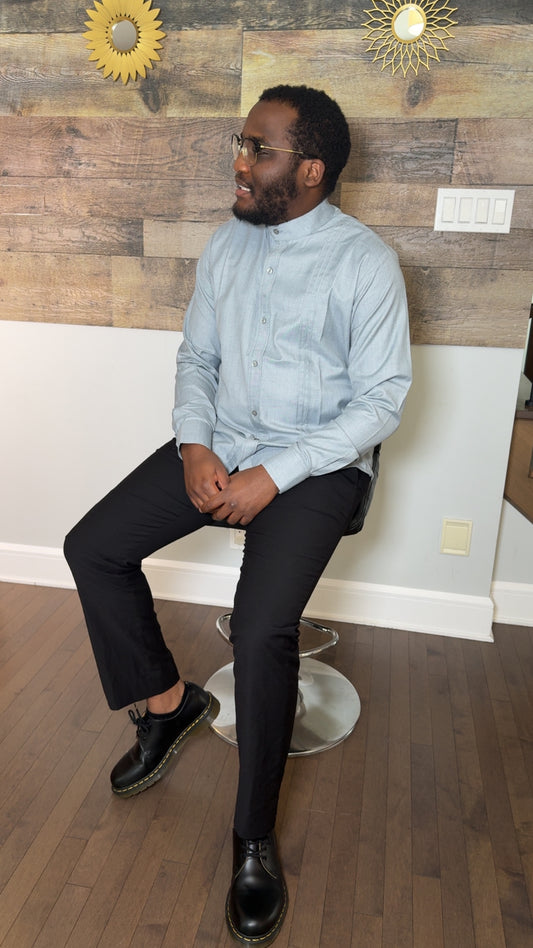 Chemise Homme Lemah – Tissu Premium | Élégance Africaine Moderne | Tenue Luxe Homme | Gris