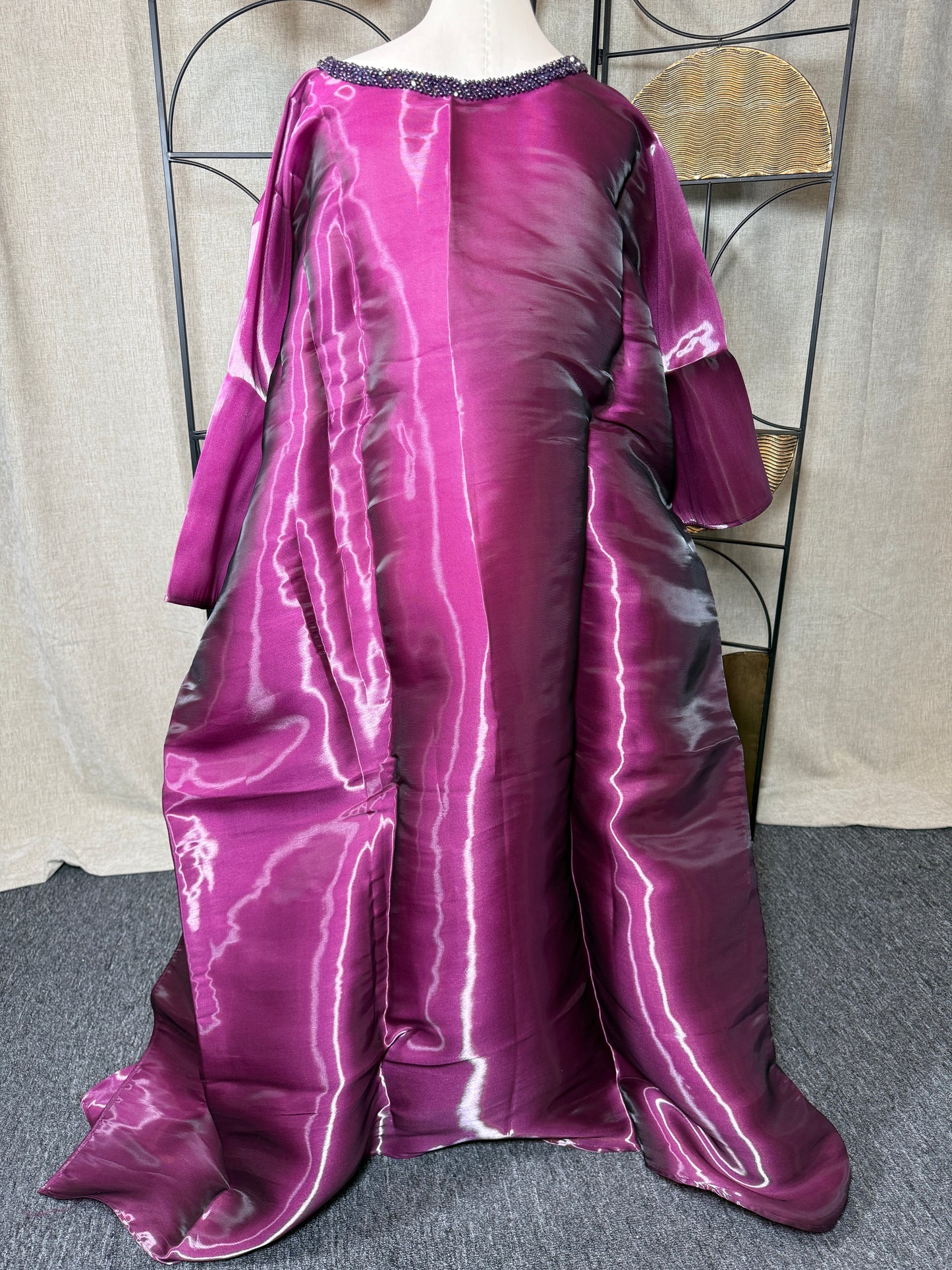 Boubou ADELIA | Rose foncée en Organza – 3 Pièces Afro Élégance | LEMAH