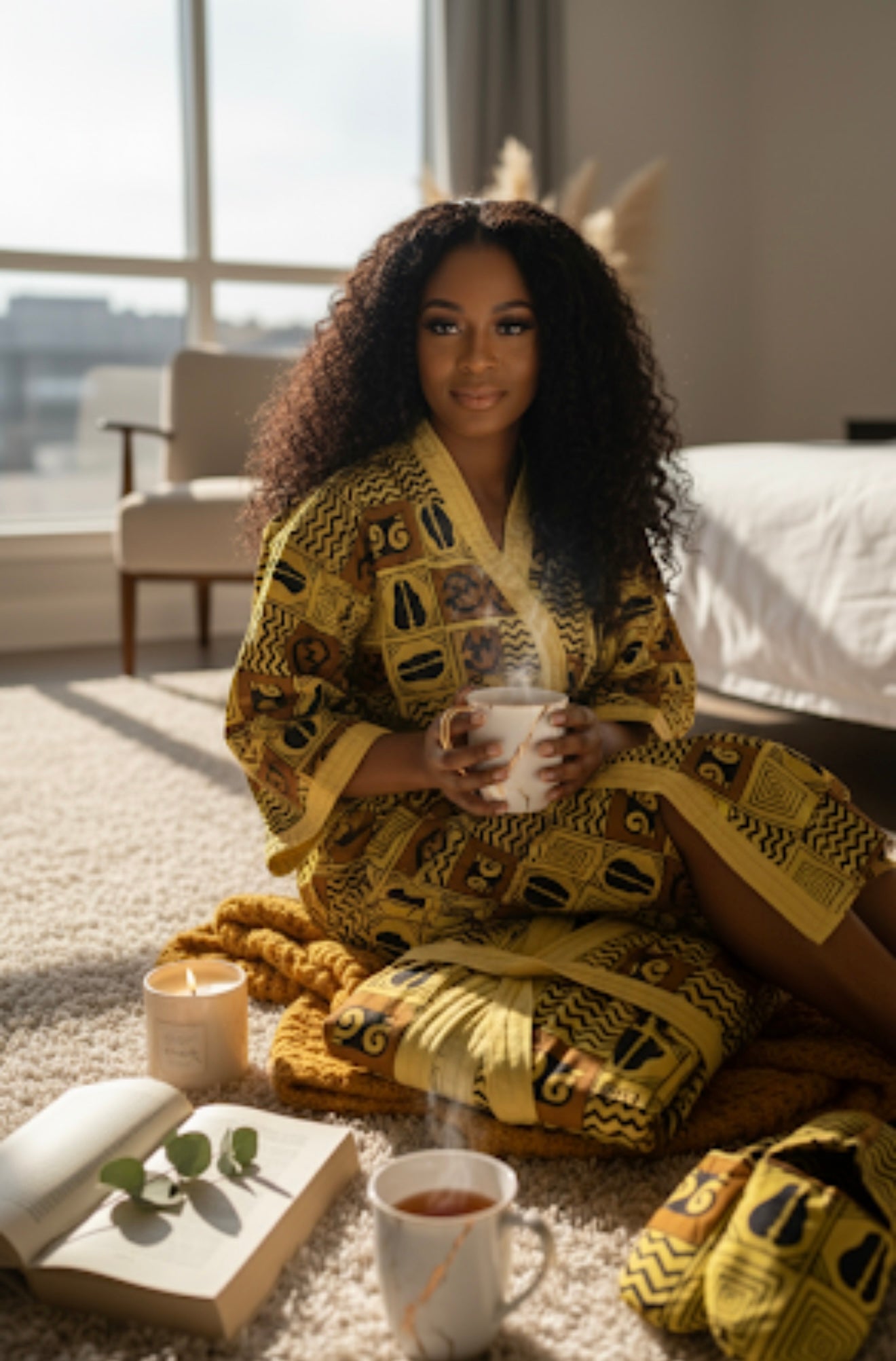 Peignoir & Pantoufles Jaune - Lemah - unisexe