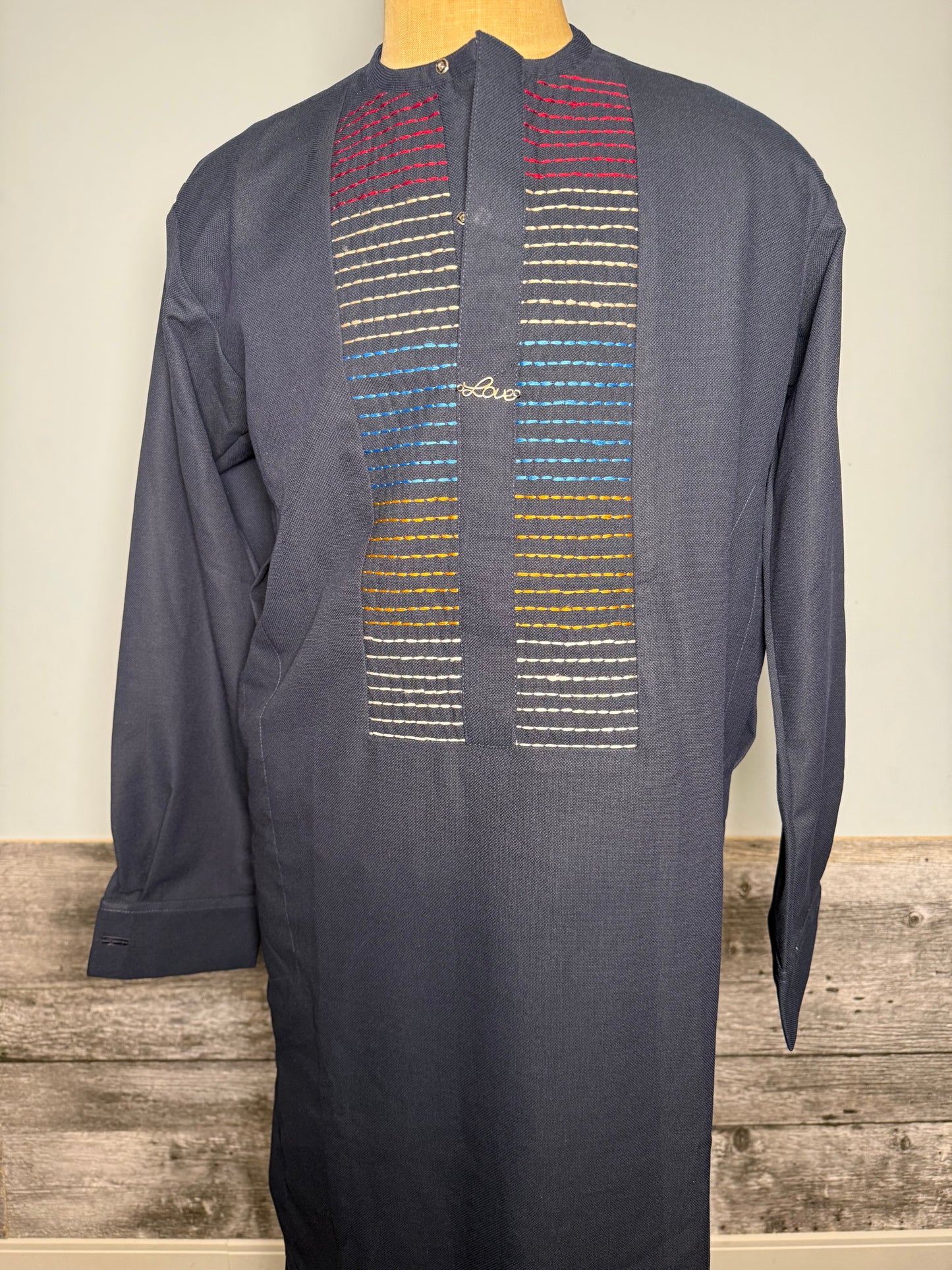 Chemise + Pantalon| Homme | bleu nuit |Taille 43- Mode africaine| Lemah Canada