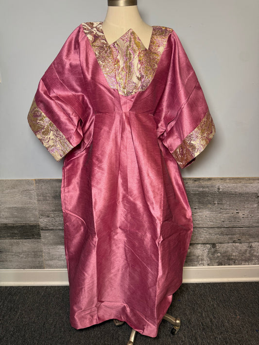 Boubou 3 Pièces Femme – Boubou +Robe Intérieure + Foulard | Chantoum Luxe Lemah | Rose