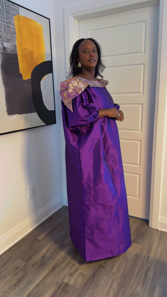 ANGELA - Luxury Chantoum Brocade Boubou Violet