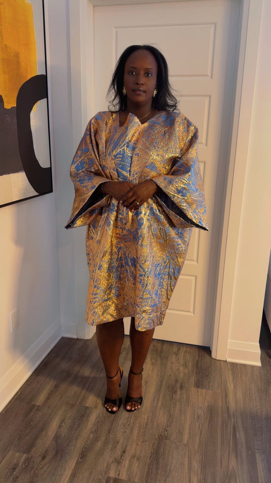 CLAIRE - LUXURY  BOUBOU  BROCARDE - BLEU CLAIR & OR