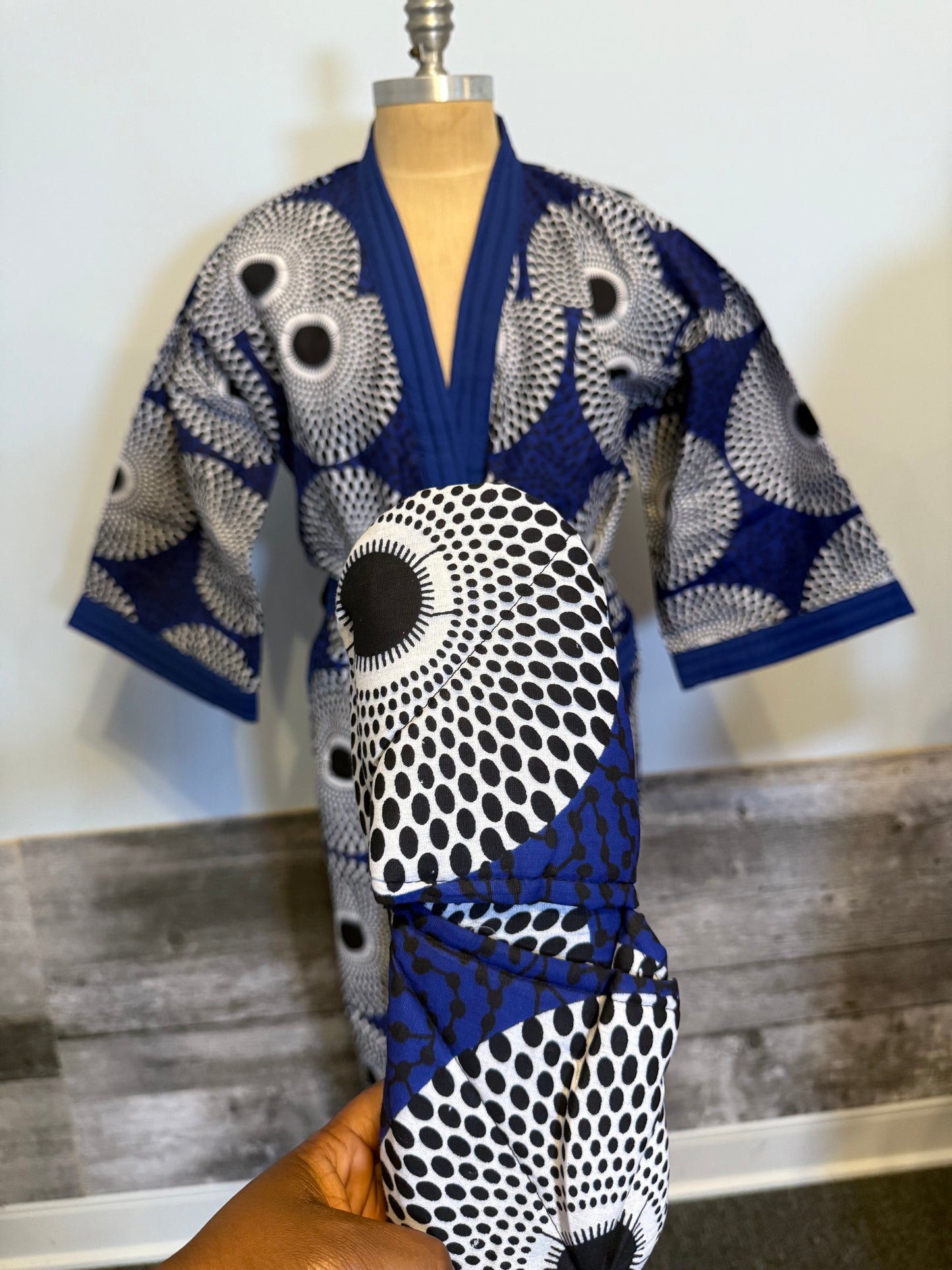 Peignoir & Pantoufle - Bleu & Blan - Unisexe - Lemah Canada