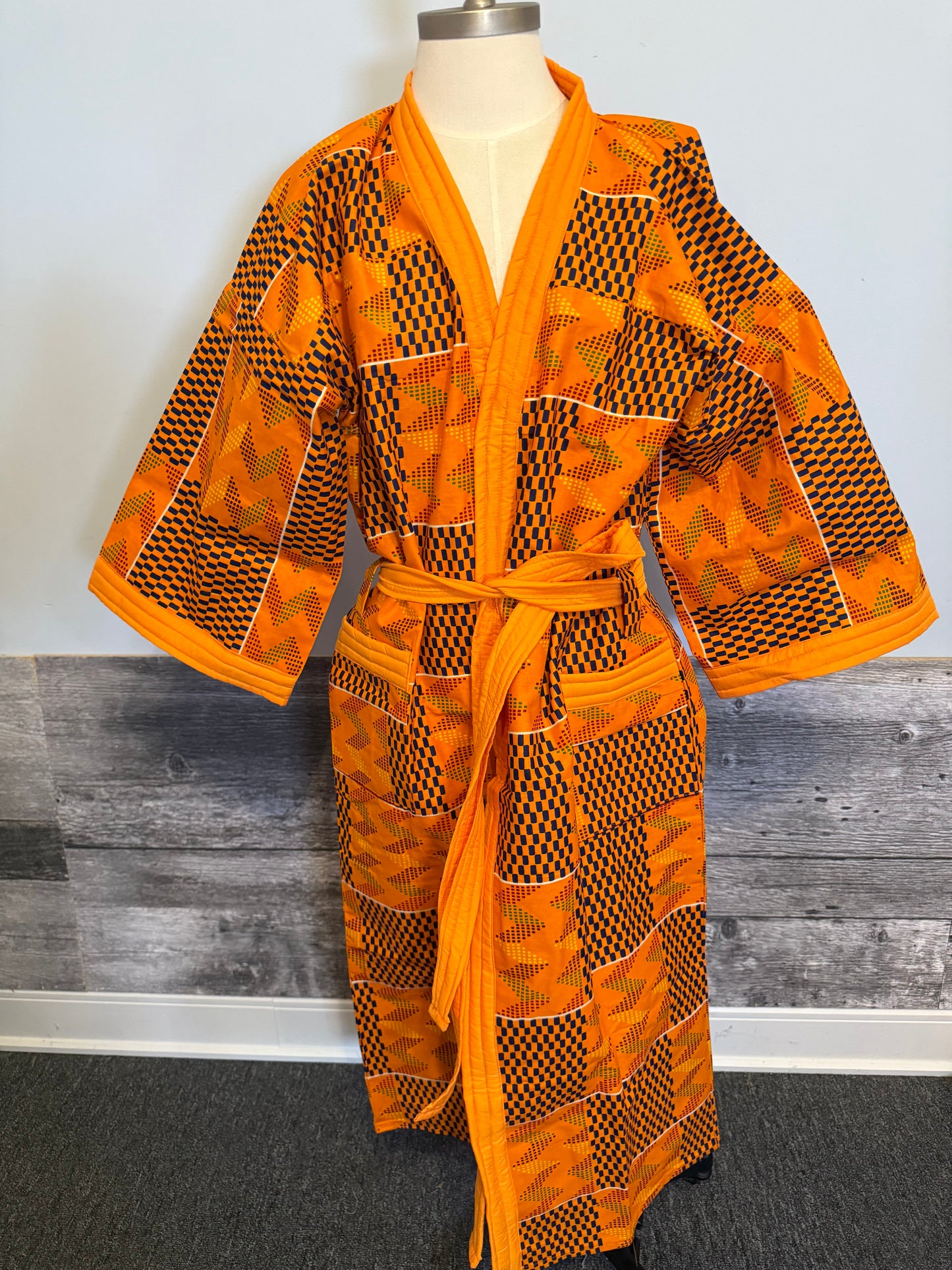 Peignoir & Pantoufles - Unisexe - Orange imprimés- Lemah Canada