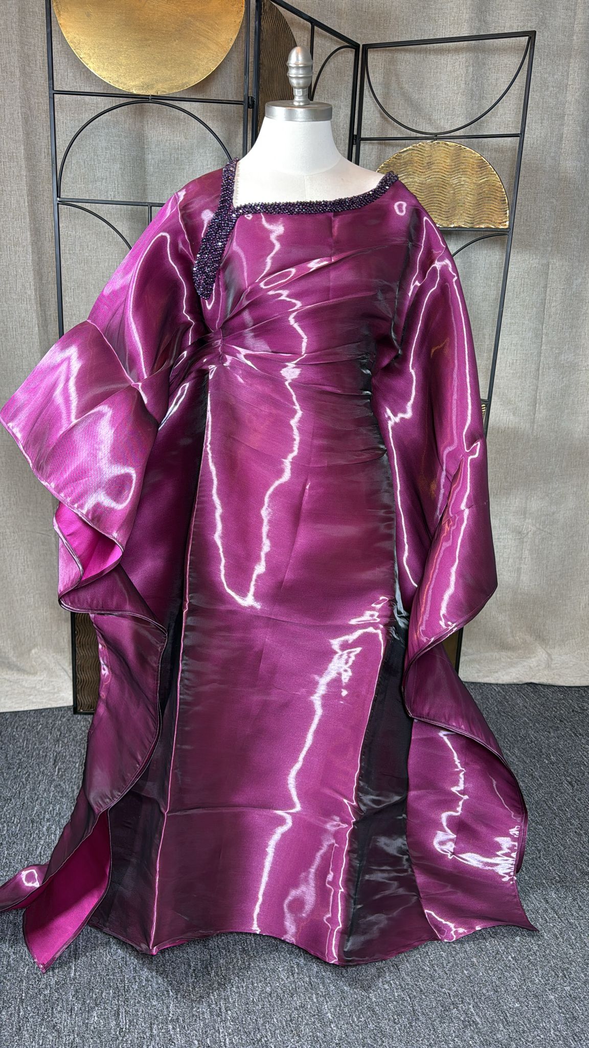 Boubou ADELIA | Rose foncée en Organza – 3 Pièces Afro Élégance | LEMAH