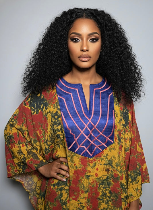 Boubou unique - Mode Africaine - Lemah Canada - Bleu Jaune