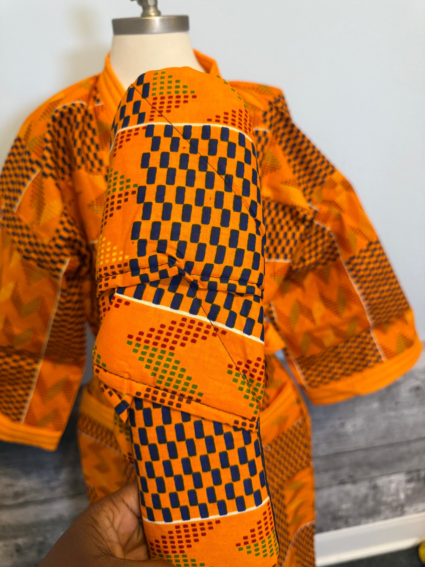 Peignoir & Pantoufles - Unisexe - Orange imprimés- Lemah Canada