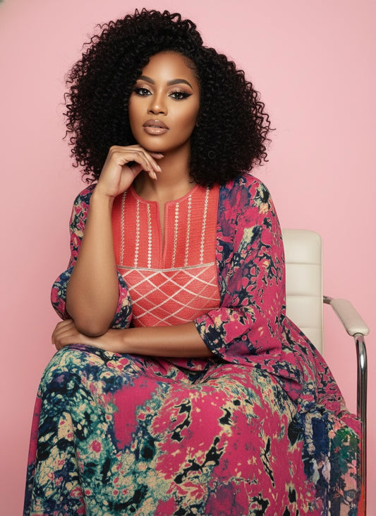 Boubou unique - Mode Africaine - Lemah Canada - Rose Floral