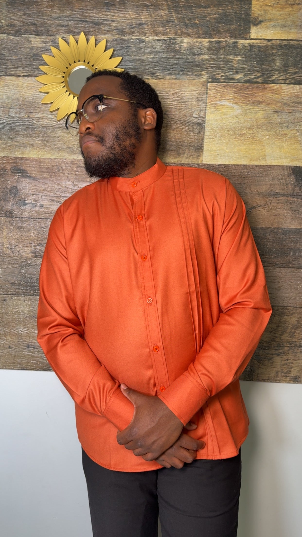 Lemah Men's Shirt – Premium Fabric | Modern African Elegance | Luxury Men's Outfit | Orange
