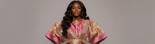 Boubou 3 Pièces Femme – Boubou + Jupe Intérieure + Foulard | Brocade Luxe Lemah | Rose Floral