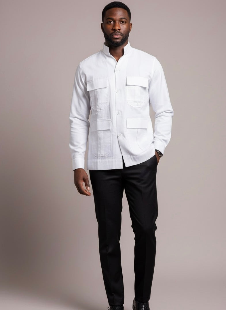 Lemah Men's Shirt – Premium Fabric | Modern African Elegance | Luxury Men's Outfit | White