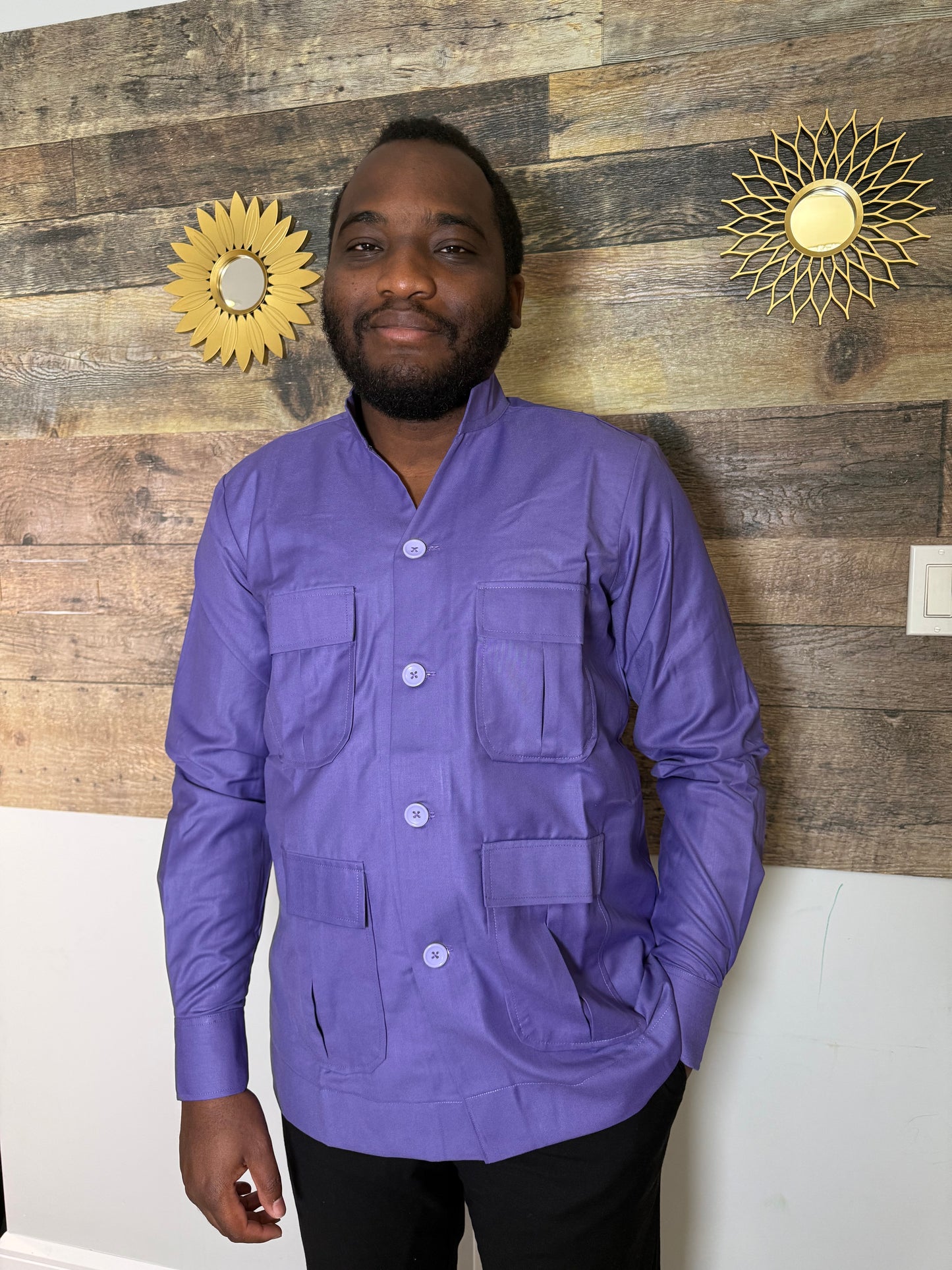 Chemise Homme Lemah – Tissu Premium | Élégance Africaine Moderne | Tenue Luxe Homme| Violette