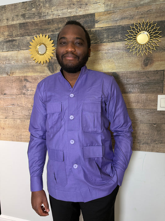 Chemise Homme Lemah – Tissu Premium | Élégance Africaine Moderne | Tenue Luxe Homme| Violette