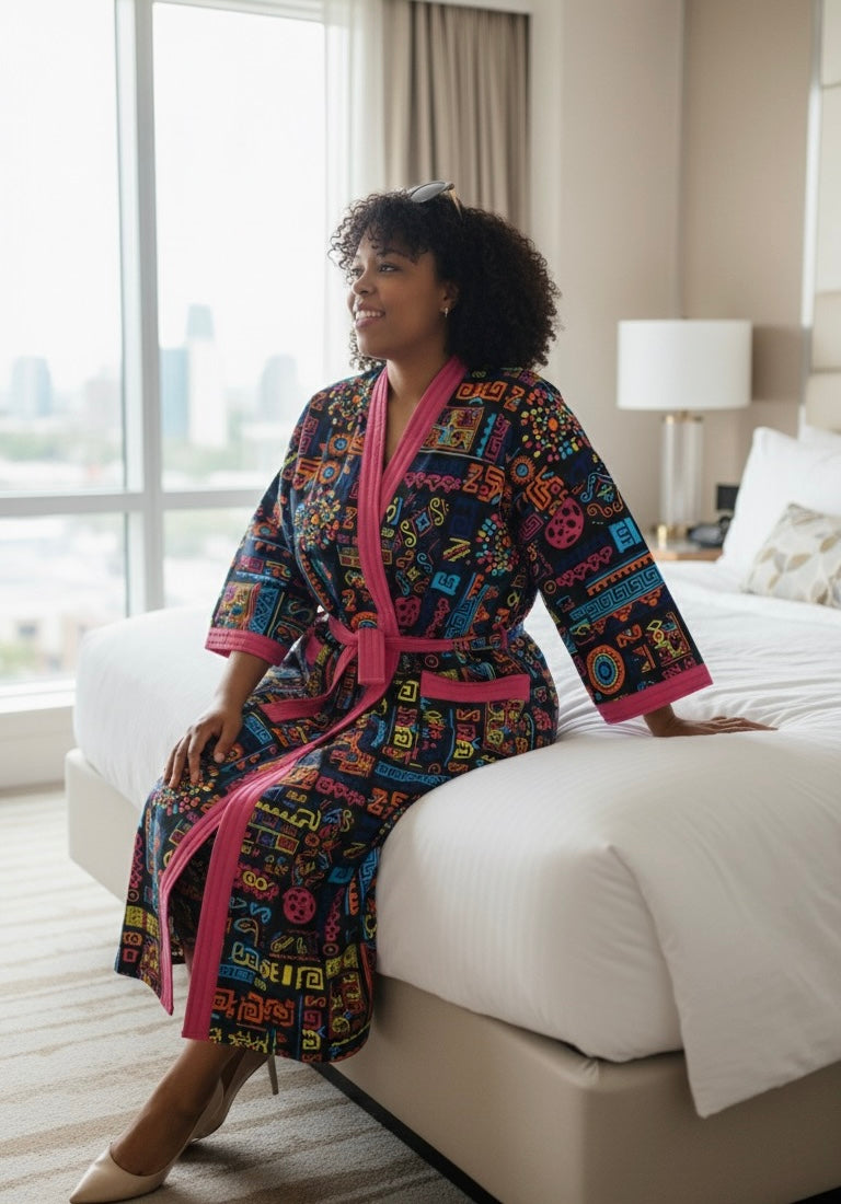 Peignoir & Pantoufle - Rose & Multicolore - Unisexe - Lemah Canada