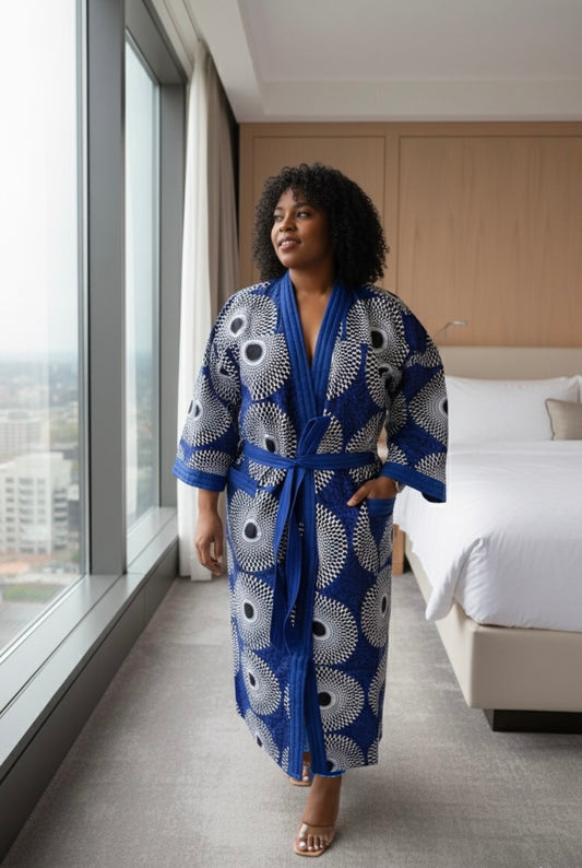 Peignoir & Pantoufle - Bleu & Blan - Unisexe - Lemah Canada