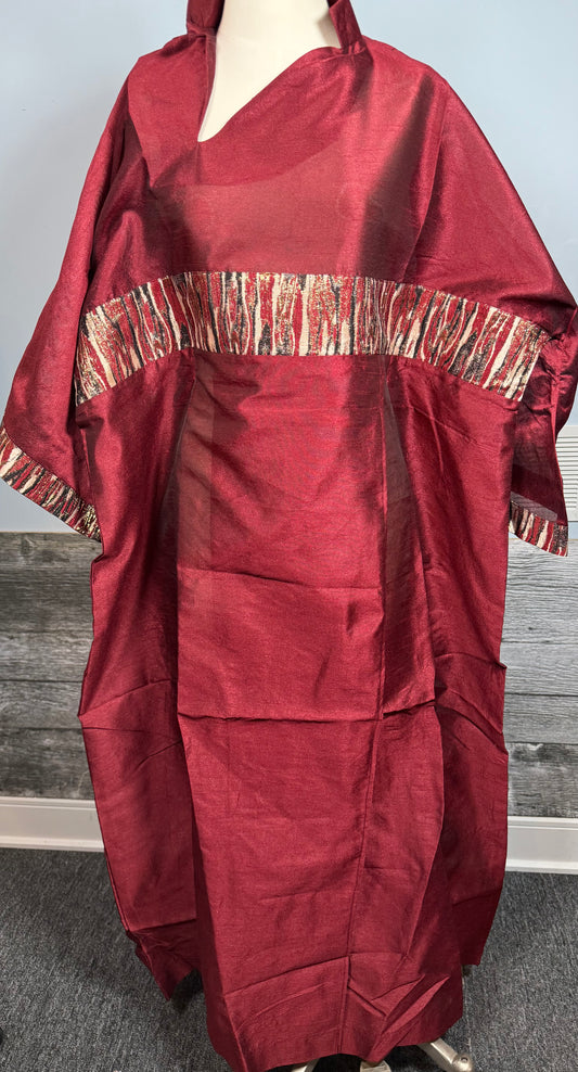 JESSY - BOUBOU  EN CHANTOUM AVEC ROBE INTERIEUR - ROUGE VIN