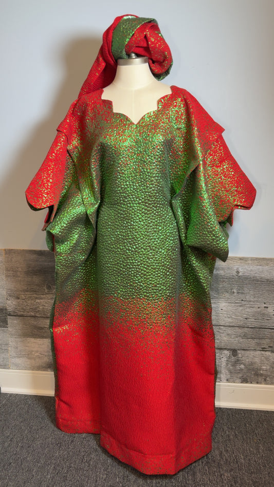 ZURI - BOUBOU BROCADE - VERT & ROUGE