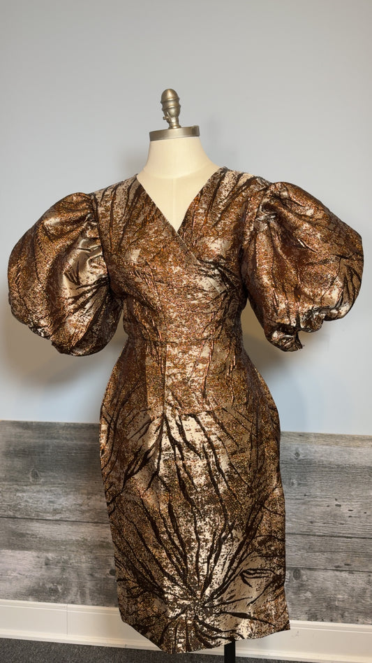 LUXURY SHORT BROCADE - Habiba - MARRON CHOCOLAT