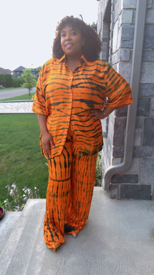 XL - XXL - Chemise & Pantalon - Orange & Noir
