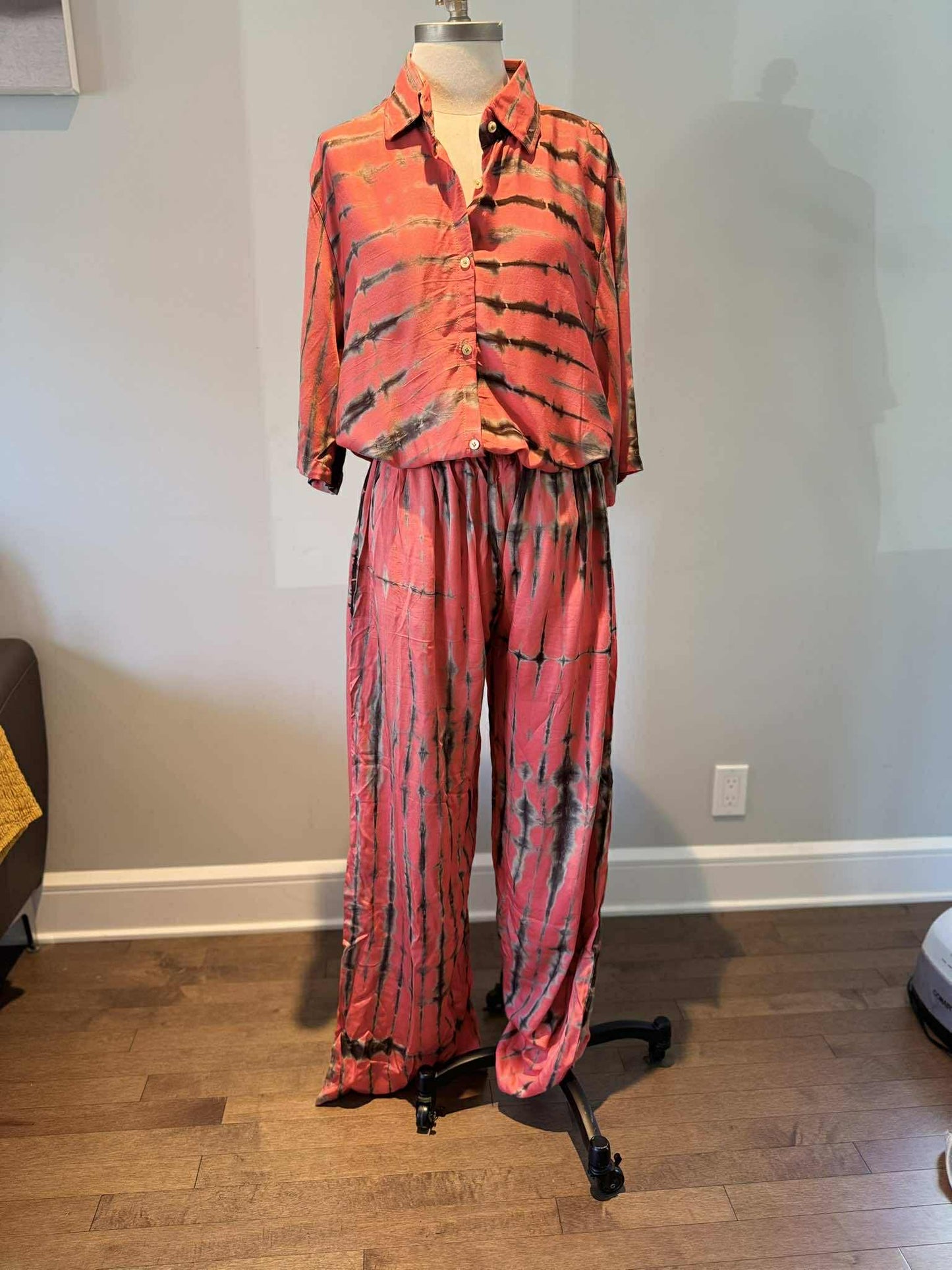 KIT- Chemise Manche Courte et Pantalon Ligne - Corail