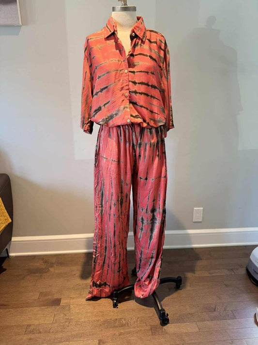 KIT- Chemise Manche Courte et Pantalon Ligne - Corail
