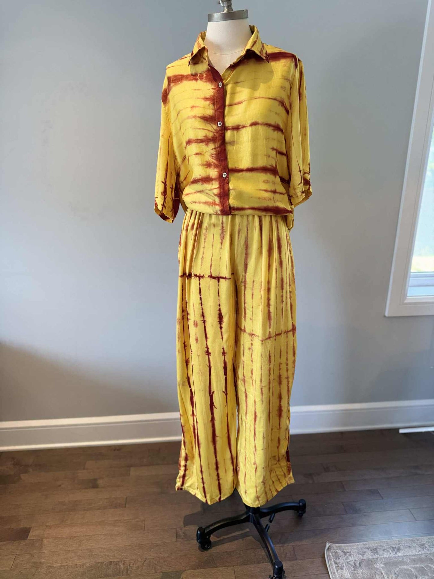 KIT - Chemise courte manche & Pantalon - Jaune & Orange brulé