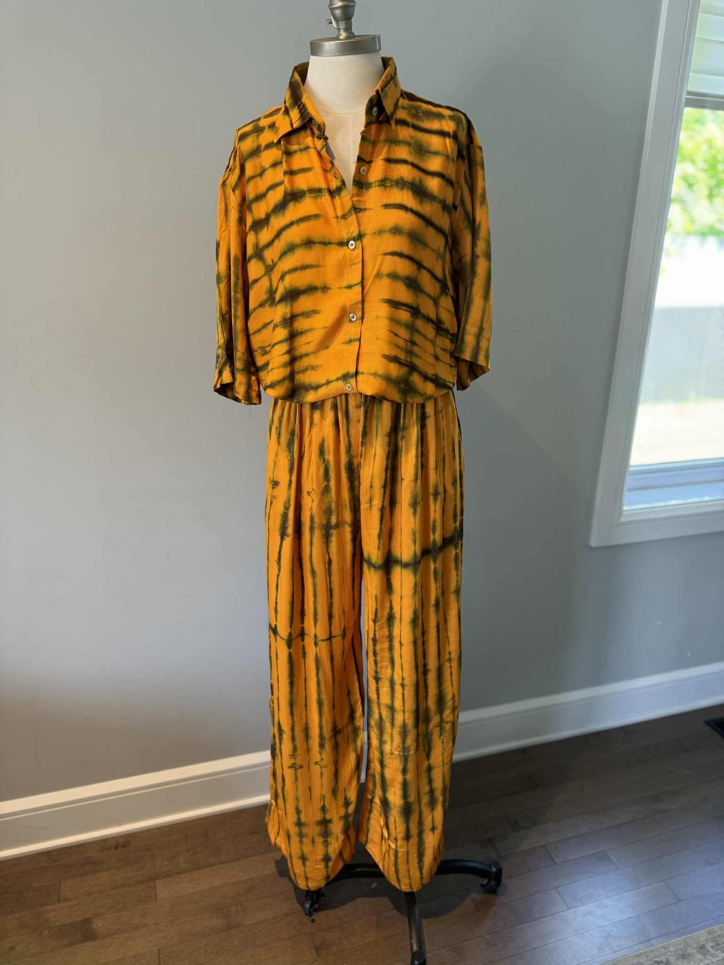 KIT - Chemise courte manche  & Pantalon - JAUNE CUIVRE