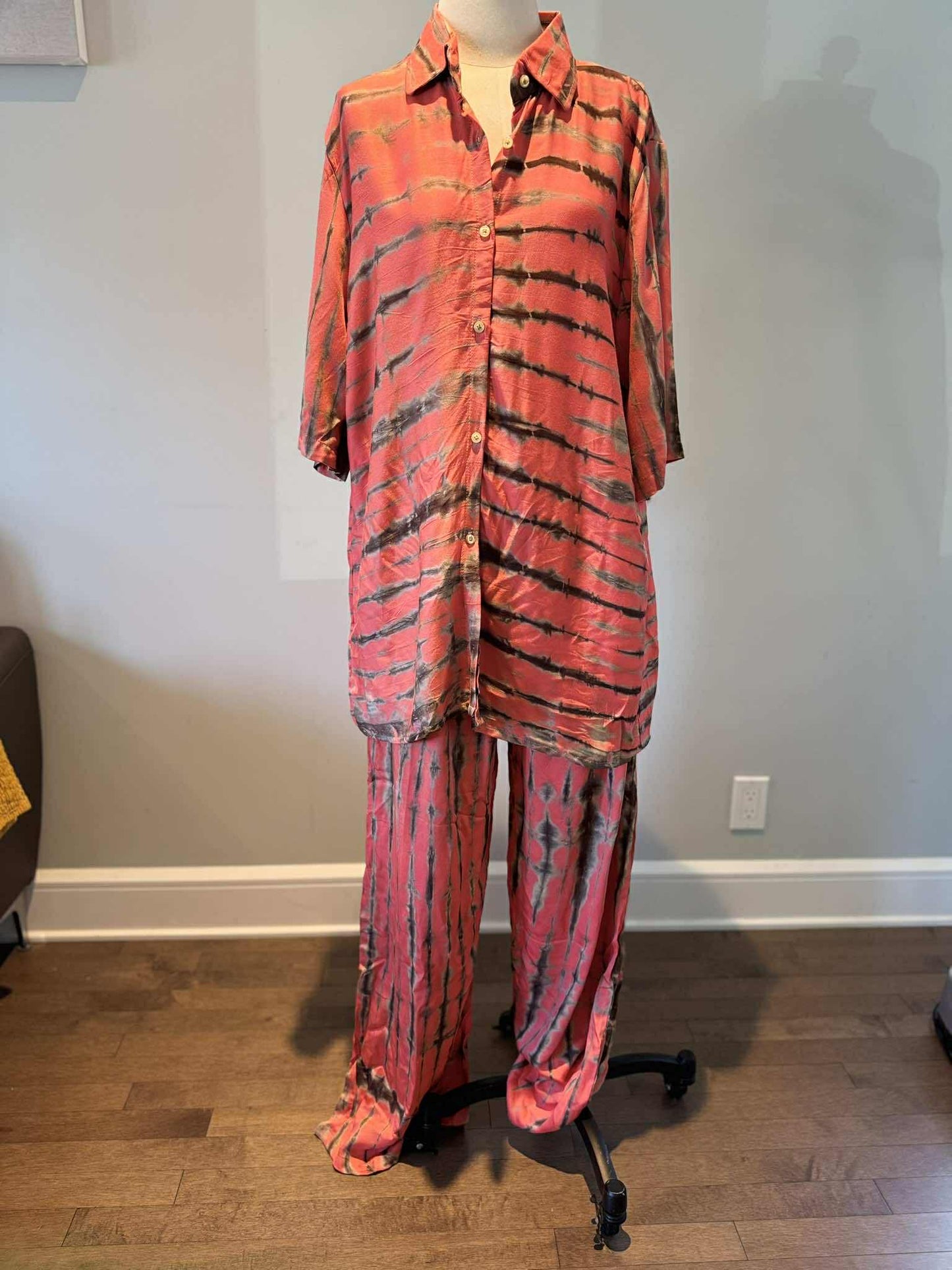 KIT- Chemise Manche Courte et Pantalon Ligne - Corail